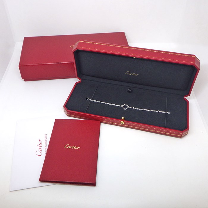 カルティエ Cartier ブレスレット ラブ B6038100 サークル ダブルチェーン 2ポイント ダイヤモンド 計0.03ct K18WG 【箱・保付き】 【中古】