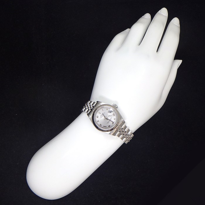 ロレックス Rolex 腕時計 デイトジャスト 79174 A番 1998-1999年製 ローマンインデックス サンレイ シルバー文字盤 フルーテッドベゼル ジュビリーブレス K18WG SS 自動巻き 【箱・保付き】 【中古】