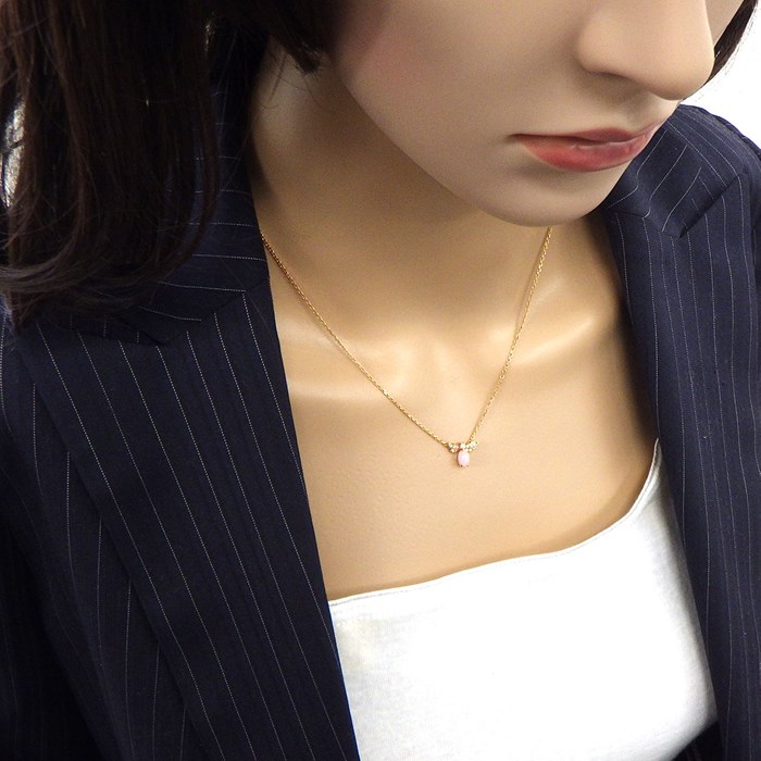 ショーメ Chaumet ネックレス アトラップ モワ 蜂 ハチ ビー モチーフ カボションカット ピンク オパール ダイヤモンド K18PG 【中古】