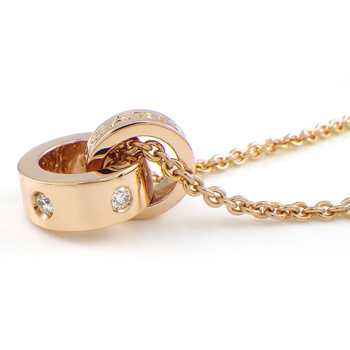 ブルガリ BVLGARI ネックレス ブルガリブルガリ ローマンソルベ 5ポイント ダイヤモンド K18PG 【中古】