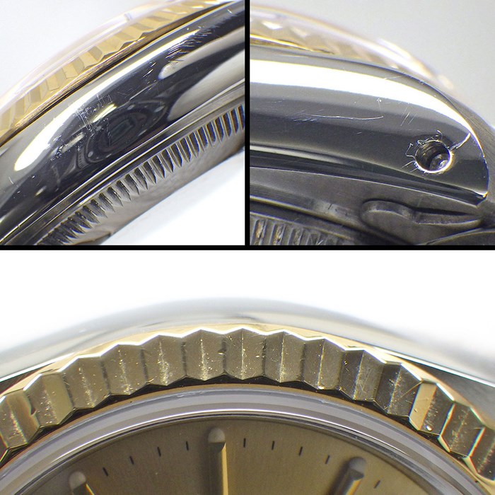 ロレックス Rolex 腕時計 オイスター パーペチュアル レディ デイトジャスト 69173 サンレイ シャンパンカラー文字盤 フルーテッドベゼル ロレゾール ジュビリーブレス オイスタースチール K18YG 自動巻き 【箱・保付き】 【中古】