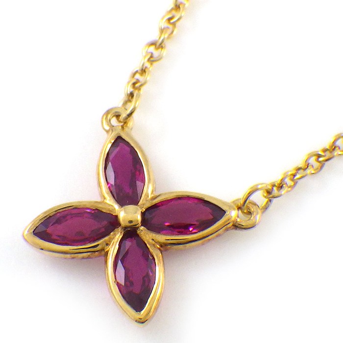 ティファニー Tiffany & Co. ネックレス ビクトリア ヴィクトリア 4ポイント マーキスカット ルビー K18YG 【中古】