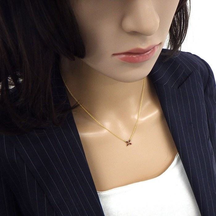 ティファニー Tiffany & Co. ネックレス ビクトリア ヴィクトリア 4ポイント マーキスカット ルビー K18YG 【中古】