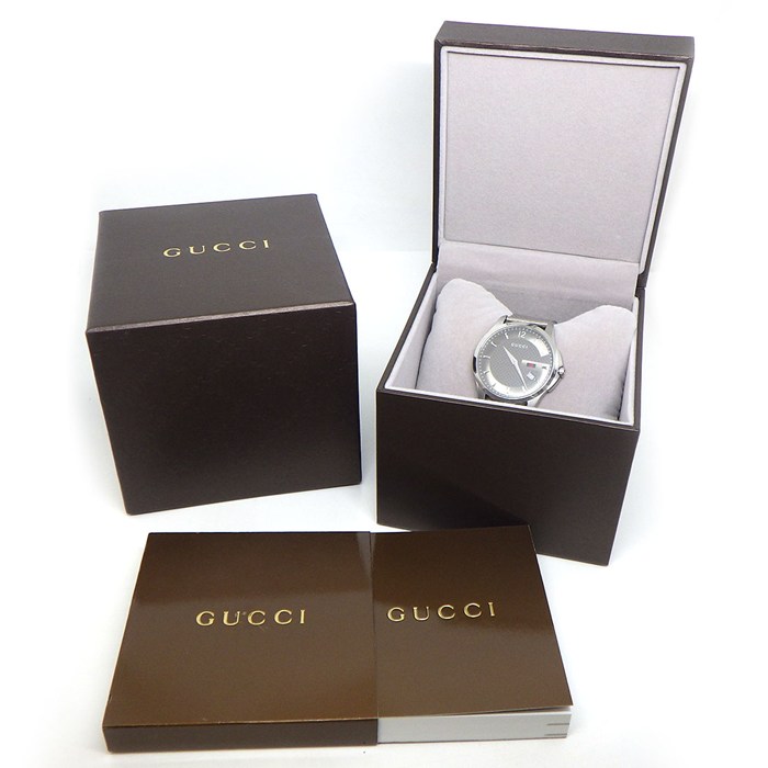 グッチ GUCCI 腕時計 Gタイムレス 126.3/YA126315 ディアマンテ グレー文字盤 メッシュベルト デイト SS クオーツアナログ 【中古】