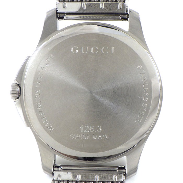 グッチ GUCCI 腕時計 Gタイムレス 126.3/YA126315 ディアマンテ グレー文字盤 メッシュベルト デイト SS クオーツアナログ 【中古】