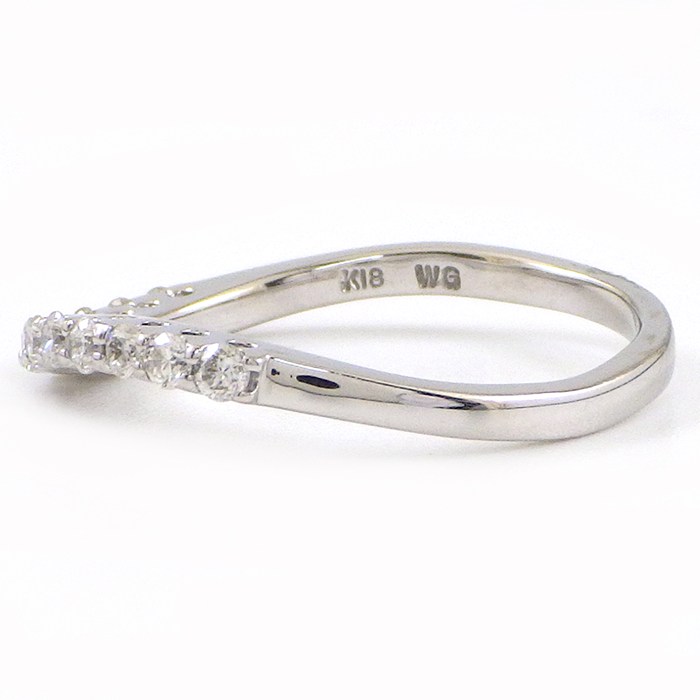 【ダイヤモンド】 リング ウェーブ ハーフサークル ラウンドブリリアントカット ダイヤモンド 計0.3ct K18WG 13号 【中古】