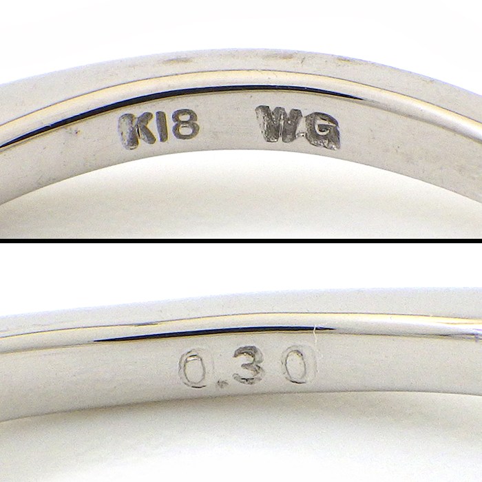 【ダイヤモンド】 リング ウェーブ ハーフサークル ラウンドブリリアントカット ダイヤモンド 計0.3ct K18WG 13号 【中古】