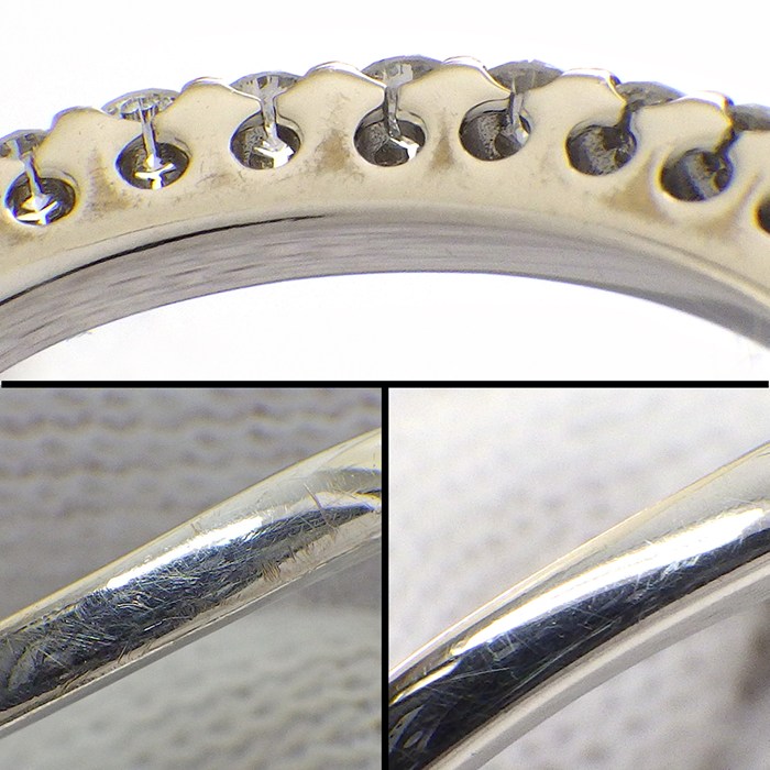 【ダイヤモンド】 リング ウェーブ ハーフサークル ラウンドブリリアントカット ダイヤモンド 計0.3ct K18WG 13号 【中古】