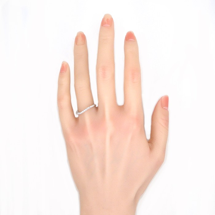 【ダイヤモンド】 リング ウェーブ ハーフサークル ラウンドブリリアントカット ダイヤモンド 計0.3ct K18WG 13号 【中古】