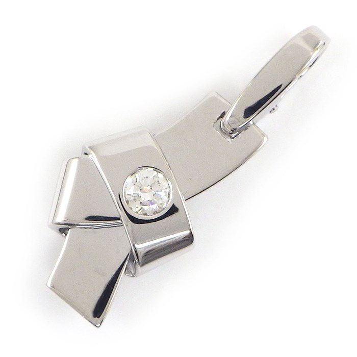 カルティエ Cartier チャーム ペンダントトップ ノット リボン 1ポイント ダイヤモンド K18WG 【中古】