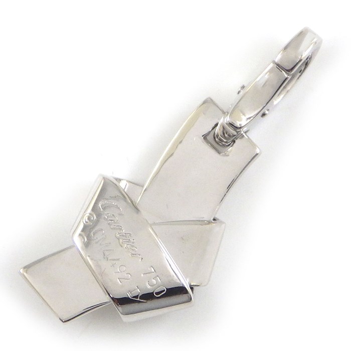 カルティエ Cartier チャーム ペンダントトップ ノット リボン 1ポイント ダイヤモンド K18WG 【中古】