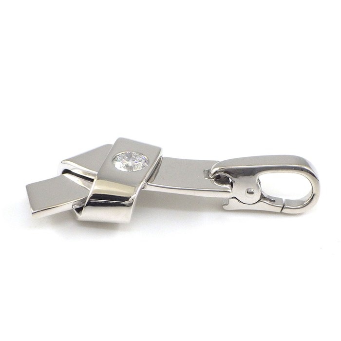 カルティエ Cartier チャーム ペンダントトップ ノット リボン 1ポイント ダイヤモンド K18WG 【中古】