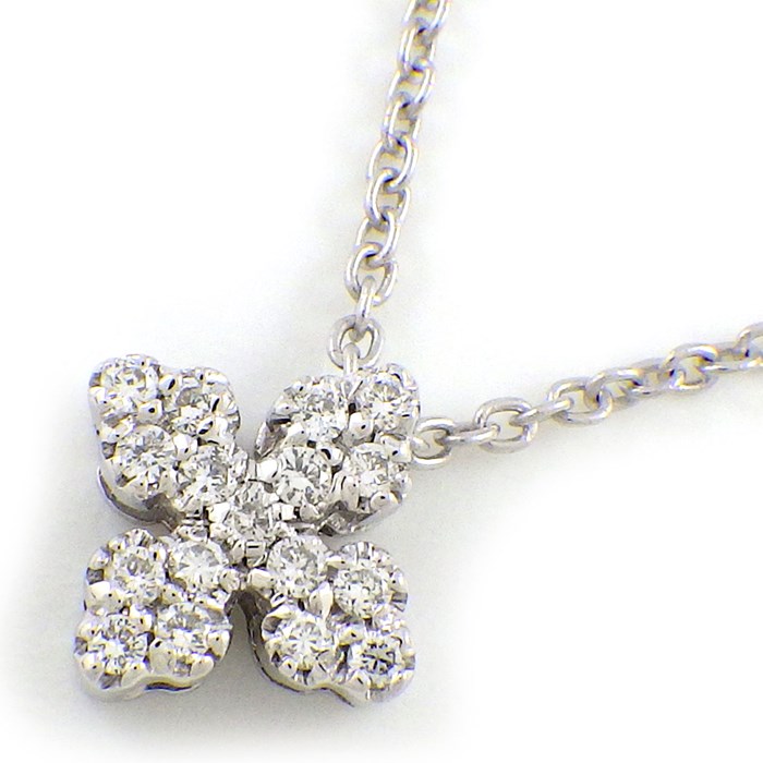 スタージュエリー STAR JEWELRY ネックレス フラワーモチーフ パヴェ ダイヤモンド 計0.14ct K18WG 【中古】