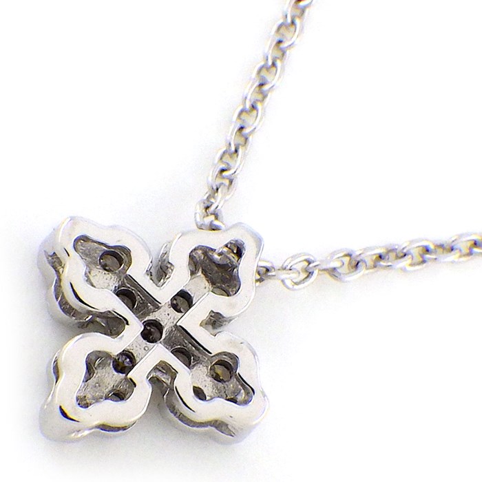 スタージュエリー STAR JEWELRY ネックレス フラワーモチーフ パヴェ ダイヤモンド 計0.14ct K18WG 【中古】