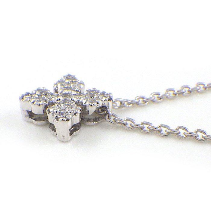 スタージュエリー STAR JEWELRY ネックレス フラワーモチーフ パヴェ ダイヤモンド 計0.14ct K18WG 【中古】