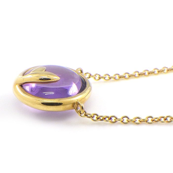 ティファニー Tiffany & Co. ネックレス オリーブリーフ オーバル カボションカット アメジスト K18YG 【中古】