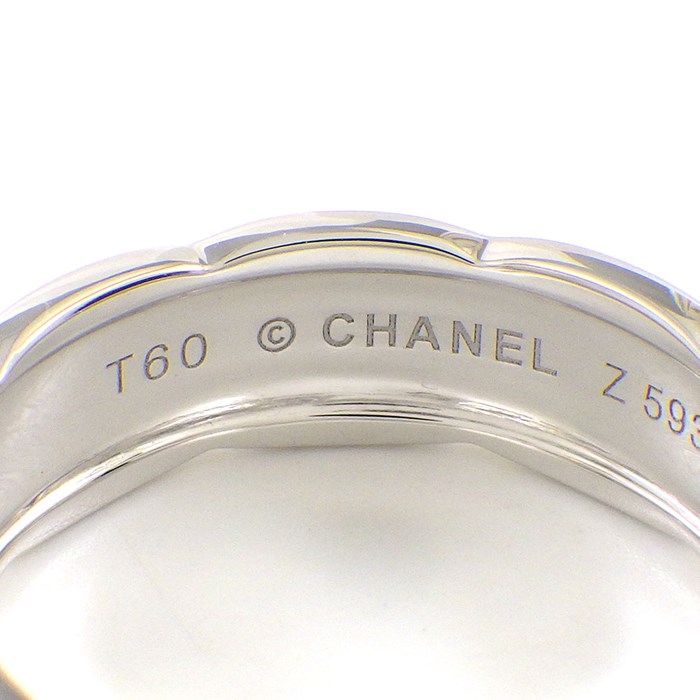 シャネル CHANEL リング ココ クラッシュ ミディアム J10865 マトラッセ キルティング ダイヤモンド 計0.18ct K18WG 19.5号 / #60 【中古】