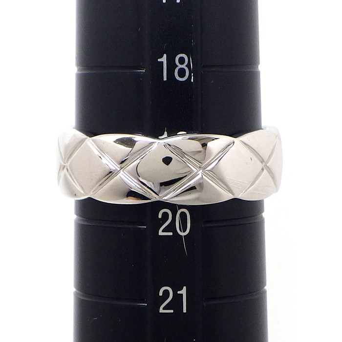 シャネル CHANEL リング ココ クラッシュ ミディアム J10865 マトラッセ キルティング ダイヤモンド 計0.18ct K18WG 19.5号 / #60 【中古】