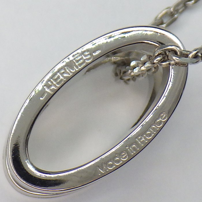 エルメス HERMES ネックレス ポップH ポップアッシュ ネイビー ブルーラッカー パラジウムメッキ 【中古】