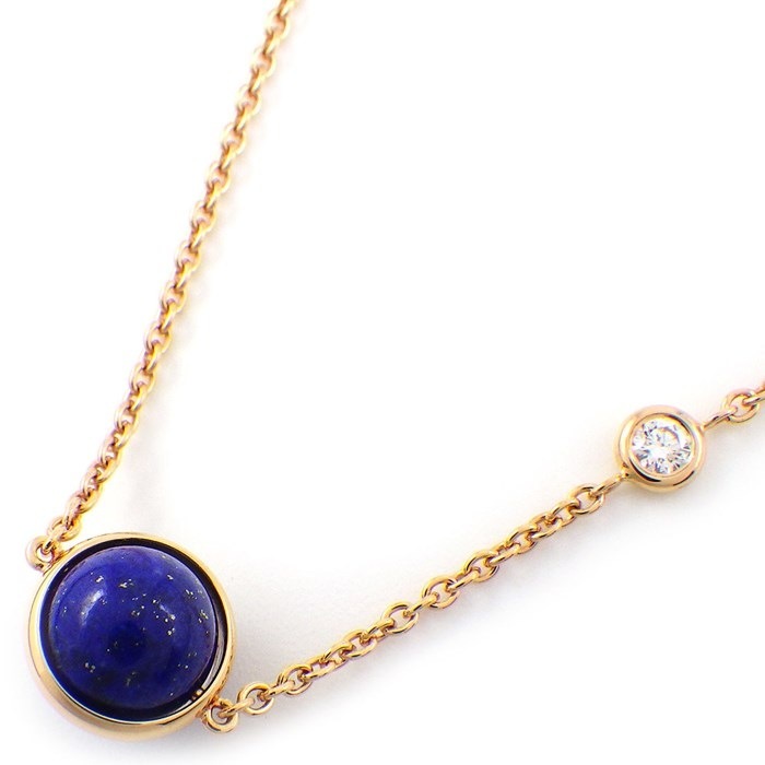 ピアジェ PIAGET ネックレス ポセション スライド式 ボール ラピスラズリ 1ポイント ダイヤモンド K18PG 【中古】