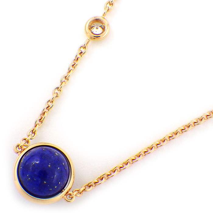 ピアジェ PIAGET ネックレス ポセション スライド式 ボール ラピスラズリ 1ポイント ダイヤモンド K18PG 【中古】