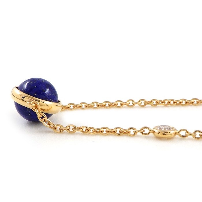 ピアジェ PIAGET ネックレス ポセション スライド式 ボール ラピスラズリ 1ポイント ダイヤモンド K18PG 【中古】