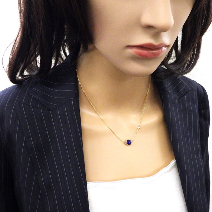 ピアジェ PIAGET ネックレス ポセション スライド式 ボール ラピスラズリ 1ポイント ダイヤモンド K18PG 【中古】