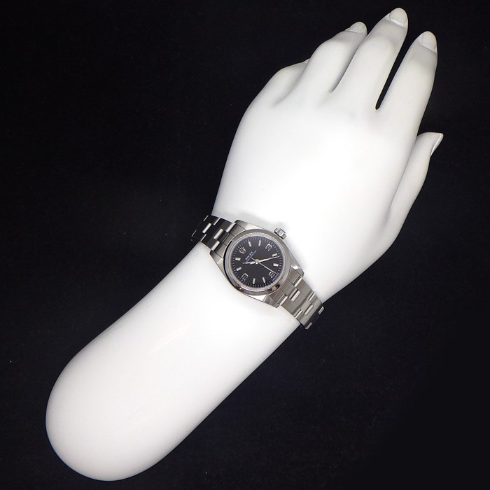 ロレックス Rolex 腕時計 オイスターパーペチュアル 76080 K番 2001年製 夜光インデックス 夜光針 ブラック文字盤 SS 自動巻き 【中古】