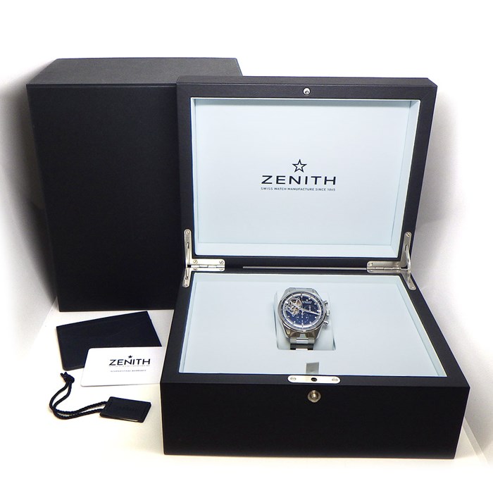 ゼニス ZENITH 腕時計 クロノマスター エルプリメロ オープン 03.2040.4061/21.M2040 クロノグラフ タキメーター スモールセコンド 裏スケ ブラック 文字盤 SS 黒 自動巻き 【箱・保付き】 【中古】