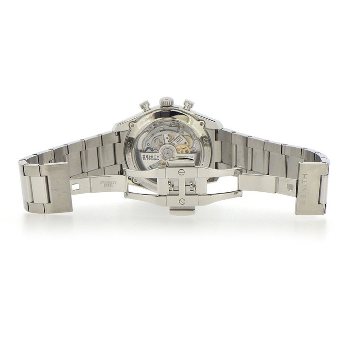 ゼニス ZENITH 腕時計 クロノマスター エルプリメロ オープン 03.2040.4061/21.M2040 クロノグラフ タキメーター スモールセコンド 裏スケ ブラック 文字盤 SS 黒 自動巻き 【箱・保付き】 【中古】
