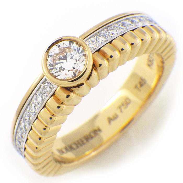 ブシュロン BOUCHERON リング キャトル ラディアント ソリテール ハーフエタニティ ダイヤモンド 0.20ct(F/VVS2/EX) K18YG K18WG 5号 / #45 【中古】