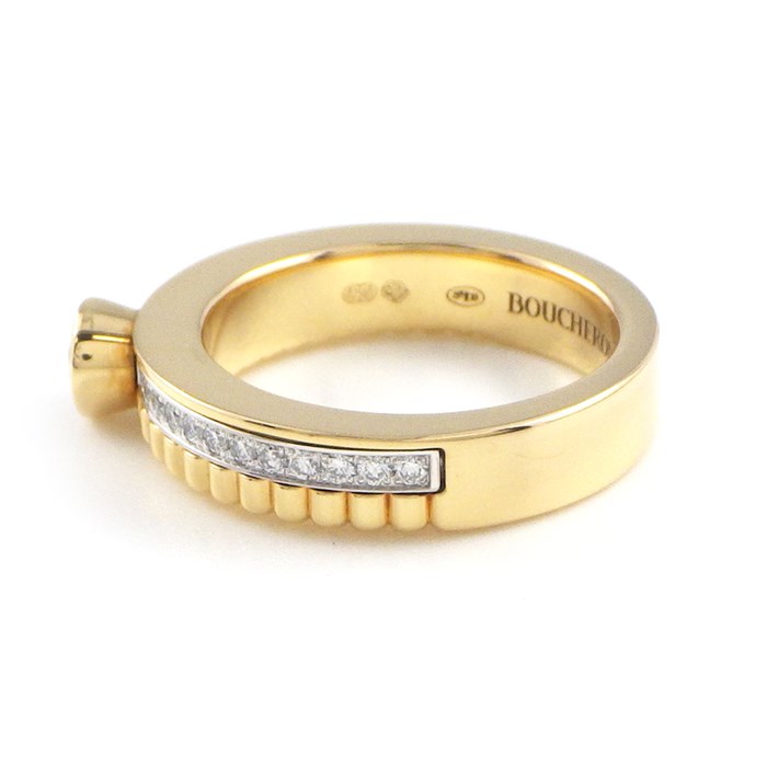 ブシュロン BOUCHERON リング キャトル ラディアント ソリテール ハーフエタニティ ダイヤモンド 0.20ct(F/VVS2/EX) K18YG K18WG 5号 / #45 【中古】