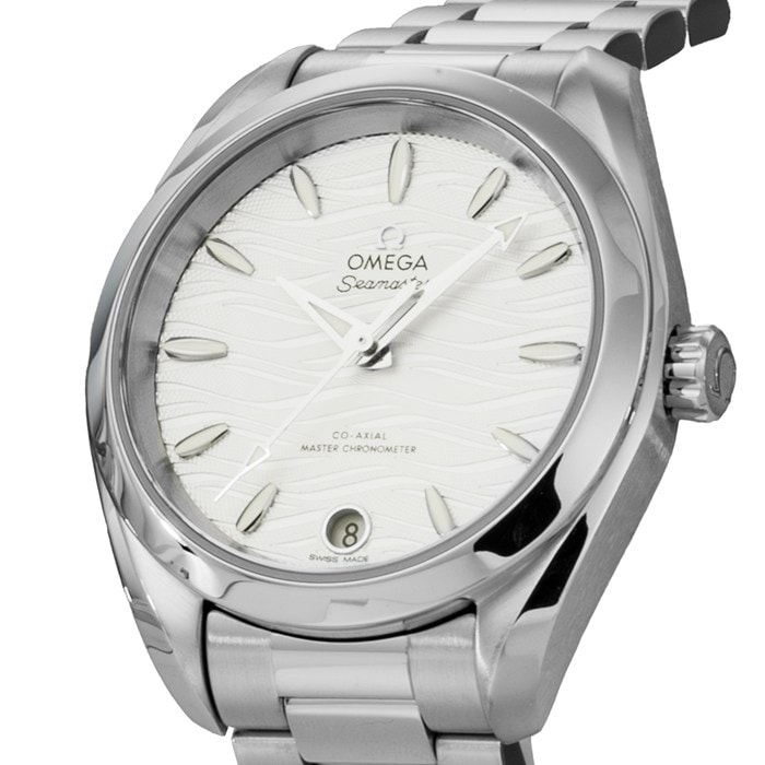 【新品・5年保証】オメガ OMEGA 腕時計 シーマスター アクアテラ 150M 34mm 220.10.34.20.02.002 コーアクシャル マスタークロノメーター デイト 裏スケ 夜光インデックス 夜光針 ウェーブ シルバー文字盤 SS 自動巻き 【箱・保付き】