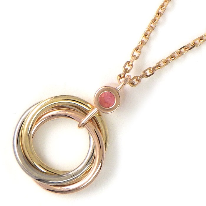 カルティエ Cartier ネックレス ベビー トリニティ スリーカラー 1ポイント ピンクサファイア K18PG K18WG K18YG 【中古】