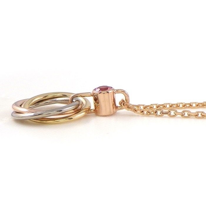 カルティエ Cartier ネックレス ベビー トリニティ スリーカラー 1ポイント ピンクサファイア K18PG K18WG K18YG 【中古】