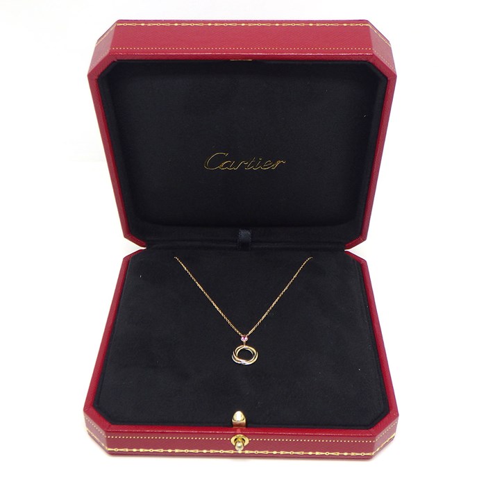 カルティエ Cartier ネックレス ベビー トリニティ スリーカラー 1ポイント ピンクサファイア K18PG K18WG K18YG 【中古】