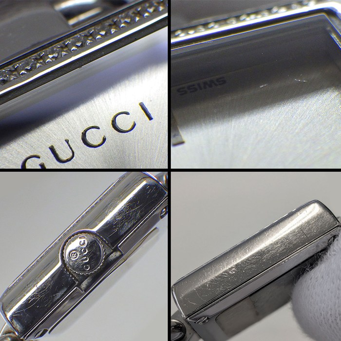グッチ GUCCI 腕時計 トルナヴォーニ 120/YA120506 ホースビット ダイヤベゼル スクエア サンレイ シルバー文字盤 SS クオーツアナログ 【中古】