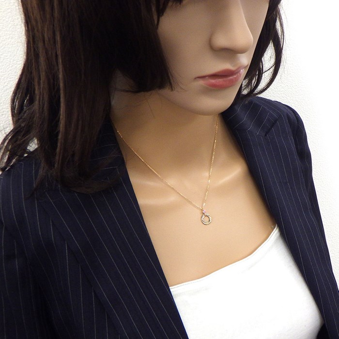 カルティエ Cartier ネックレス ベビー トリニティ スリーカラー 1ポイント ピンクサファイア K18PG K18WG K18YG 【中古】