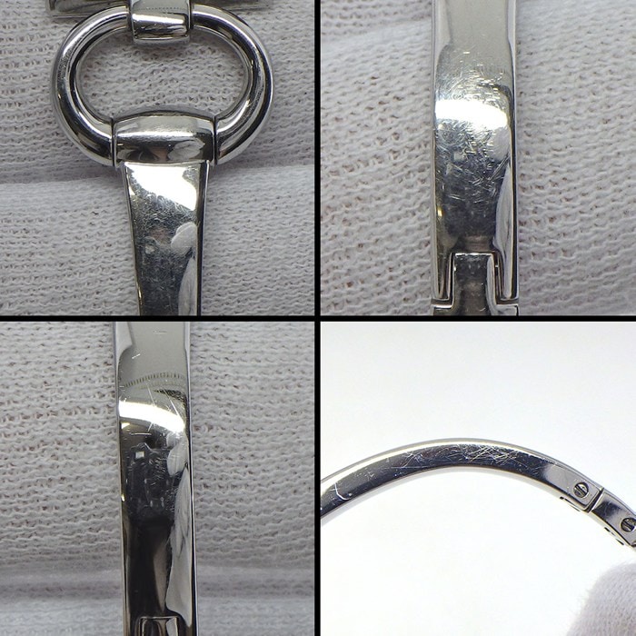 グッチ GUCCI 腕時計 トルナヴォーニ 120/YA120506 ホースビット ダイヤベゼル スクエア サンレイ シルバー文字盤 SS クオーツアナログ 【中古】