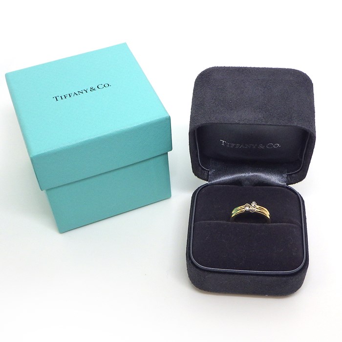 ティファニー Tiffany & Co. リング シグネチャー X Cross 2ポイント ダイヤモンド K18YG K18WG 12号 【中古】