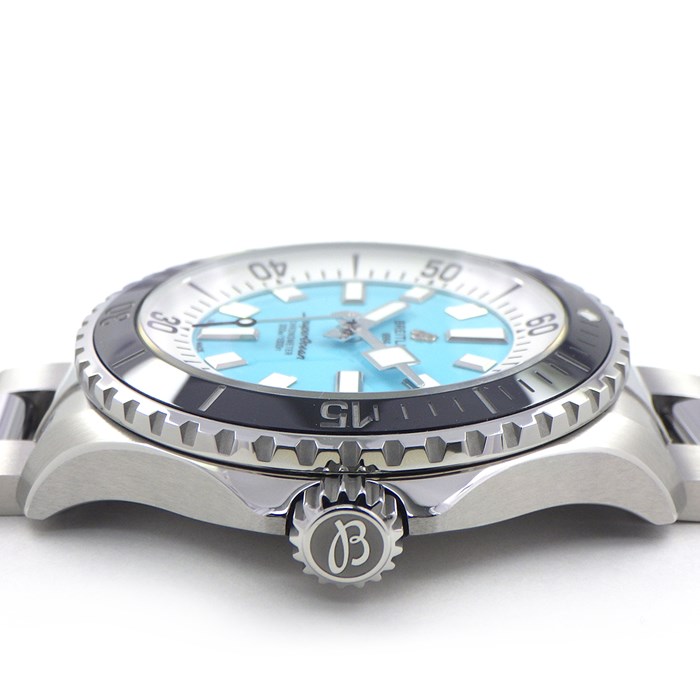 ブライトリング Breitling 腕時計 スーパーオーシャン A17376211L2A1 (A17376) 夜光インデックス 夜光針 回転ベゼル ターコイズ文字盤 SS 自動巻き 【中古】