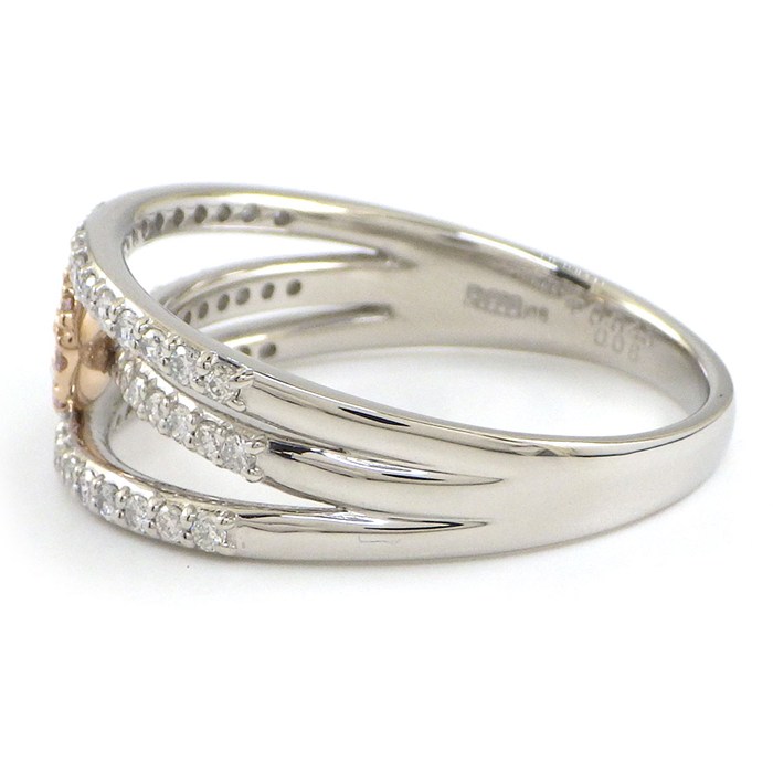 【ピンクダイヤモンド ダイヤモンド】 リング センター ピンクダイヤモンド 0.043ct サイド ピンクダイヤモンド 計0.060ct パヴェ ダイヤモンド 計0.450ct PT900 K18PG 18号 【中古】