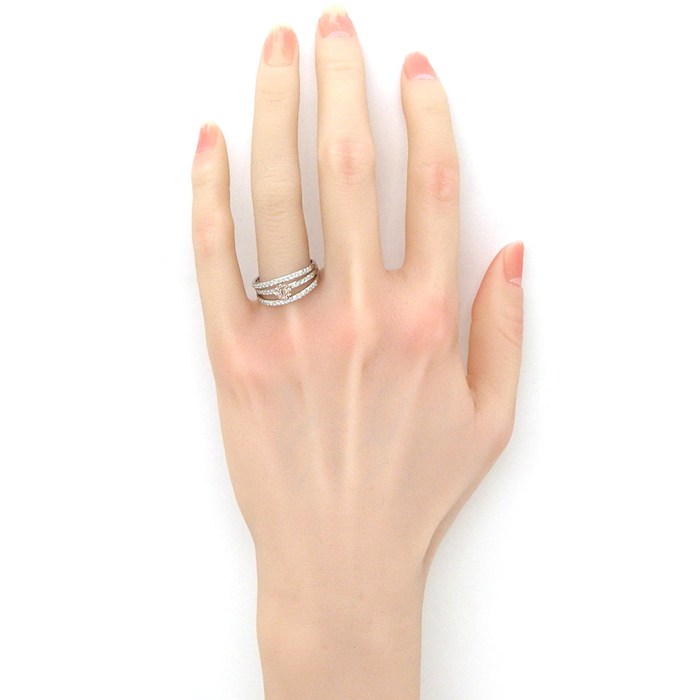 【ピンクダイヤモンド ダイヤモンド】 リング センター ピンクダイヤモンド 0.043ct サイド ピンクダイヤモンド 計0.060ct パヴェ ダイヤモンド 計0.450ct PT900 K18PG 18号 【中古】