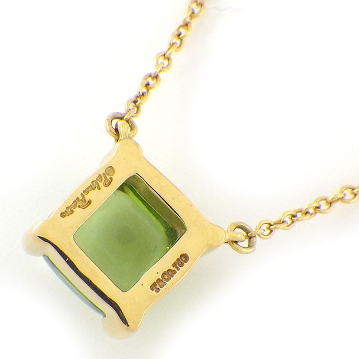 ティファニー Tiffany & Co. ネックレス シュガースタック スクエア カボションカット ペリドット K18YG 【中古】