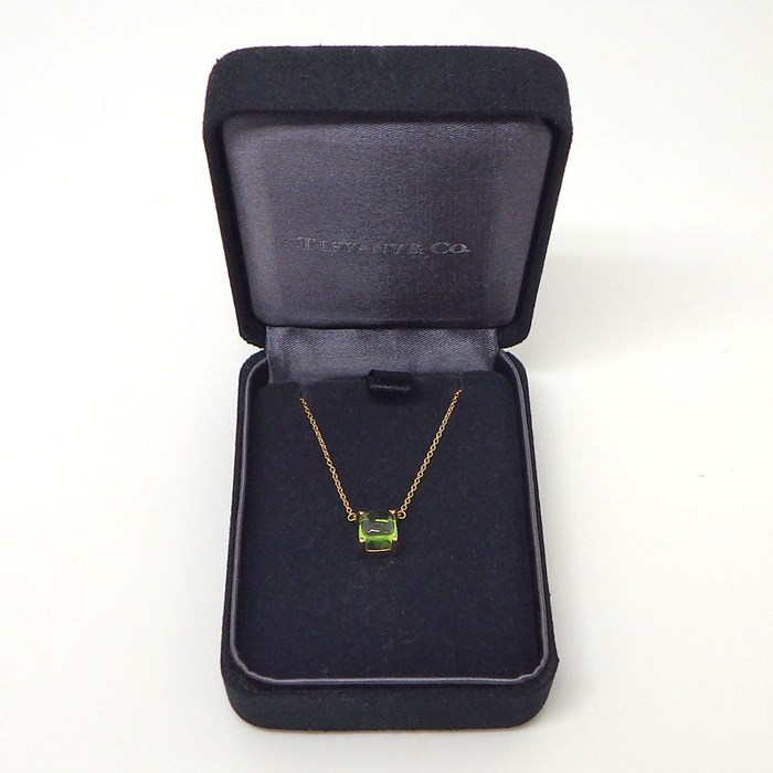 ティファニー Tiffany & Co. ネックレス シュガースタック スクエア カボションカット ペリドット K18YG 【中古】
