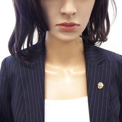 【ダイヤモンド】 ピンブローチ タイガー モチーフ 1ポイント ダイヤモンド 0.10ct K18YG 【中古】