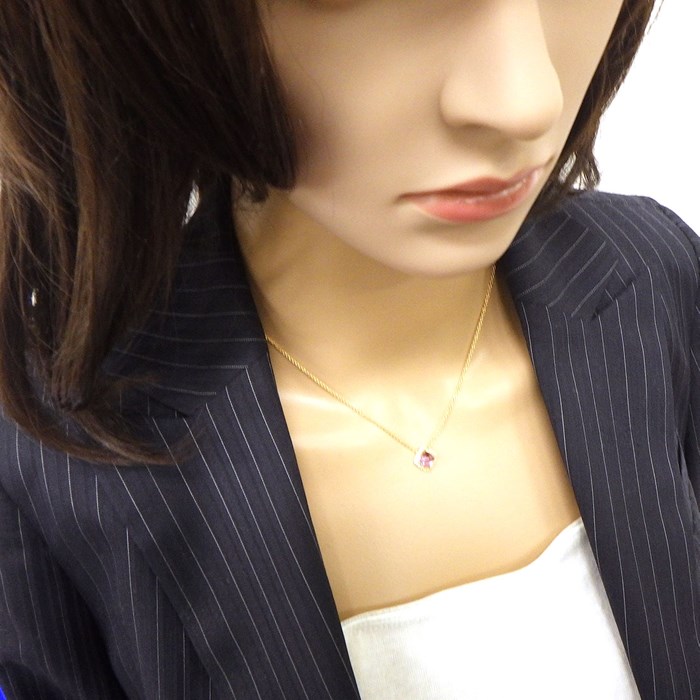 フレッド FRED ネックレス パンドゥ スークル ピラミッド スクエア カボション シュガーローフカット アメジスト ダイヤモンド K18PG 【中古】