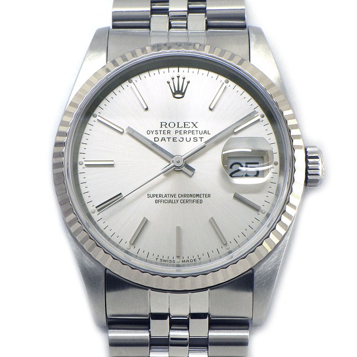 ロレックス Rolex 腕時計 デイトジャスト 16234 E番 1990-1991年製 サンレイシルバー文字盤 デイト K18WG SS 自動巻き 【中古】