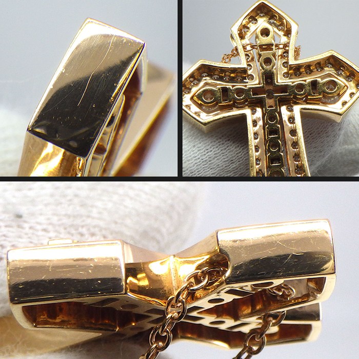 ダミアーニ DAMIANI ネックレス ベルエポック クラウン L 20089532 クロス パヴェ ダイヤモンド 計1.38ct K18PG 【箱・保付き】 【中古】