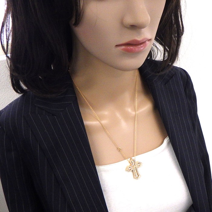 ダミアーニ DAMIANI ネックレス ベルエポック クラウン L 20089532 クロス パヴェ ダイヤモンド 計1.38ct K18PG 【箱・保付き】 【中古】